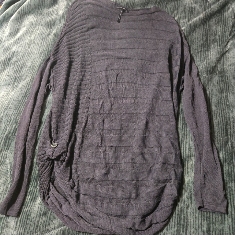 Sarah Pacini Textured Stripped Charcoal Sweatshirt